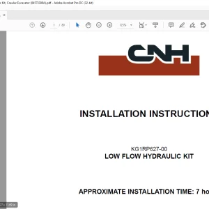 CNH CX210C CX235C KG1RP627-00 - LOW FLOW HYDRAULIC KIT INSTALLATION INSTRUCTIONS MANUAL(84573398A) SR_EN_FR_ES_DE_IT  -PDF DOWNLOAD
