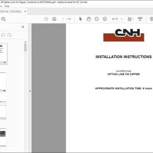 CNH CX210C CX235C SR OPTION LINE ON DIPPER INSTALLATION INSTRUCTIONS MANUAL 84573386A - PDF DOWNLOAD