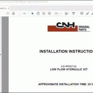 CNH CX210C Crawler Excavator - KG1RP607-00 - Low Flow Hydraulic Kit Installation Instructions Manual_EN-FR_IT_DE_ES - PDF DOWNLOAD