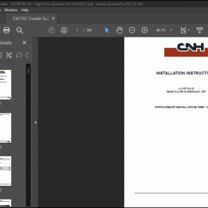 CNH CX210C Crawler Excavator- KG1RP764-00- High Flow Hydraulic Kit Installation Instruction Manual(47382851) - PDF DOWNLOAD
