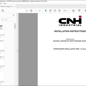 CNH CX210D BUCKET LINKAGE KIT (WITH HANGING HOOK) INSTALLATION INSTRUCTIONS MANUAL 47880458 EN_DE_FR_IT_ES - PDF DOWNLOAD