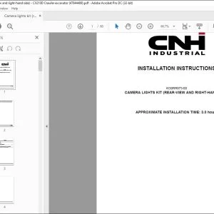 CNH CX210D CAMERA LIGHTS KIT (REAR-VIEW AND RIGHT-HAND SIDE) INSTALLATION INSTRUCTIONS MANUAL 47844489 EN_DE_FR_IT_ES - PDF DOWNLOAD