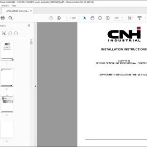 CNH CX210D CX230D SECOND OPTION LINE PROPORTIONAL CONTROL KIT INSTALLATION INSTRUCTIONS MANUAL 48010297 EN_DE_FR_ES - PDF DOWNLOAD