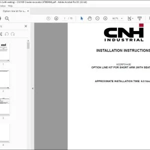 CNH CX210D OPTION LINE KIT FOR SHORT ARM (WITH SEATING) INSTALLATION INSTRUCTIONS MANUAL 47880464 - PDF DOWNLOAD