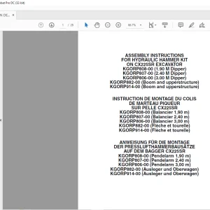 CNH CX225SR FR EN DE HYDRAULIC HAMMER KIT FOR ASSEMBLY INSTRUCTIONS Manual (9-44981) - PDF DOWNLOAD (EN-IT-ES-DE-FR-PT-NL-DAN-AR)