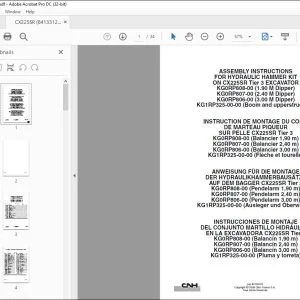 CNH CX225SR Tier 3 EXCAVATOR HYDRAULIC HAMMER KIT ASSEMBLY INSTRUCTIONS MANUAL 84133122 EN_DE_FR_ES - PDF DOWNLOAD