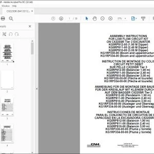 CNH CX225SR Tier 3 EXCAVATOR LOW FLOW CIRCUIT KIT ASSEMBLY INSTRUCTIONS MANUAL 84133125 EN_DE_FR_ES - PDF DOWNLOAD