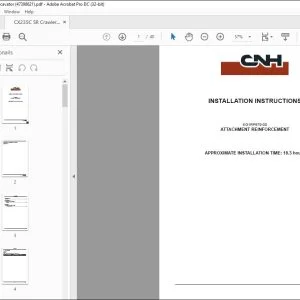 CNH CX235C SR ATTACHMENT REINFORCEMENT INSTALLATION INSTRUCTIONS MANUAL 47398621 EN_DE_FR_IT_ES - PDF DOWNLOAD