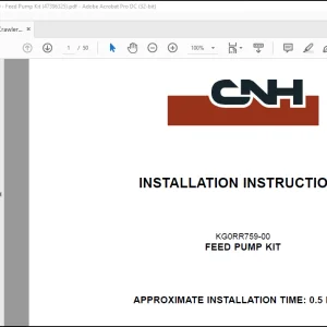 CNH CX235C SR Crawler Excavator - KG0RR759-00 - Feed Pump Kit Installation Instructions Manual(47396325)_EN_FR_IT_ES_DE -  PDF DOWNLOAD