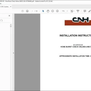 CNH CX235C SR Crawler Excavator KG1RP639-00 Hose Burst Check Valves (HBCV) Kit Installation Instructions Manual 47396440 EN_FR_DE_IT_ES - PDF DOWNLOAD