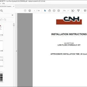 CNH CX235C SR LOW FLOW HYDRAULIC KIT INSTALLATION INSTRUCTIONS MANUAL 47380950 - PDF DOWNLOAD