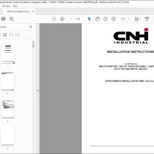 CNH CX240C CX260C Crawler Excavator MULTI-PURPOSE CIRCUIT PROPORTIONAL CONTROL KIT(ELECTRO-MAGNETIC RELIEF) INSTALLATION INSTRUCTIONS MANUAL 48020238 - PDF DOWNLOAD
