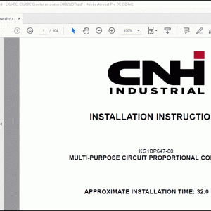 CNH CX240C CX260C Multi-purpose circuit proportional control kit - CX240C, CX260C Crawler excavator Installation Instruction Manual(48020237)_EN_FR_IT_FR_ES - PDF DOWNLOAD
