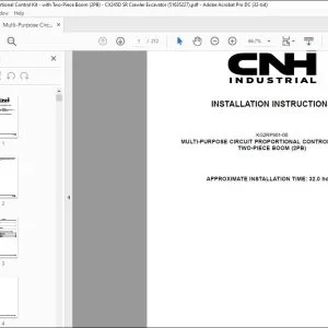CNH CX245D SR Crawler excavators MULTI-PURPOSE CIRCUIT PROPORTIONAL CONTROL KIT WITH TWO-PIECE BOOM (2PB) INSTALLATION INSTRUCTIONS MANUAL 51635227 - PDF DOWNLOAD