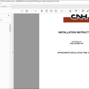 CNH CX250C CX250C LR CX300C CX350C CX370C Crawler Excavator KG0HN490-00-Cab Guard Kit Installation Instructions Manual 47475412 EN_FR_DE_IT_ES - PDF DOWNLOAD