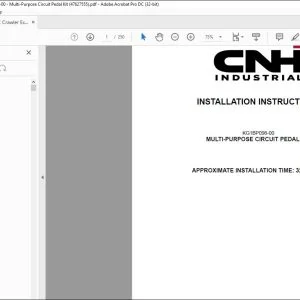 CNH CX250C Crawler Excavator Multi-Purpose Circuit Pedal Kit Installation Instructions Manual 47627555 EN_FR_DE_IT_ES - PDF DOWNLOAD