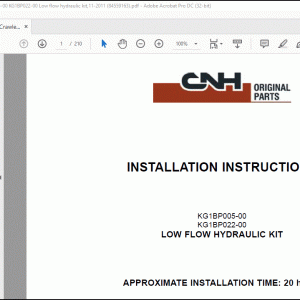 CNH CX250C LR, Crawler Excavators,Kit KG1BP005-00 KG1BP022-00 Low flow hydraulic kit,Installation Instructions Manual_EN_FR_IT_ES_DE(84559163) -  PDF DOWNLOAD