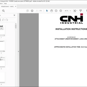CNH CX250D ATTACHMENT (REINFORCEMENT, LONG ARM) INSTALLATION INSTRUCTIONS MANUAL 47789061 EN_DE_FR_IT_ES - PDF DOWNLOAD