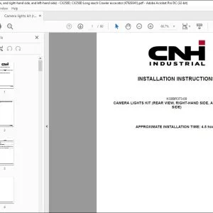 CNH CX250D CX250D Long Reach CAMERA LIGHTS KIT (REAR VIEW, RIGHT-HAND SIDE, AND LEFT-HAND SIDE) INSTALLATION INSTRUCTIONS MANUAL 47929341 EN_DE_FR_IT_ES - PDF DOWNLOAD