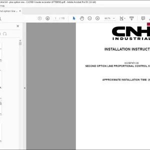 CNH CX250D Crawler excavator Second option line proportional control kit plus option one Installation Instructions Manual 47789058 EN_DE_FR_IT_ES - PDF DOWNLOAD