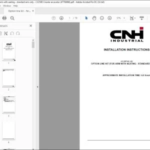 CNH CX250D OPTION LINE KIT (FOR ARM WITH SEATING STANDARD ARM ONLY) INSTALLATION INSTRUCTIONS MANUAL 47789066 EN_DE_FR_IT_ES - PDF DOWNLOAD