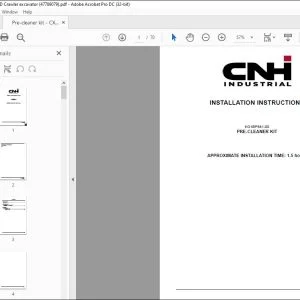 CNH CX250D PRE-CLEANER KIT INSTALLATION INSTRUCTIONS MANUAL 47789079 - PDF DOWNLOAD
