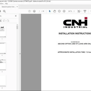 CNH CX250D SECOND OPTION LINE KIT (LONG ARM ONLY) INSTALLATION INSTRUCTIONS MANUAL 47789075 - PDF DOWNLOAD