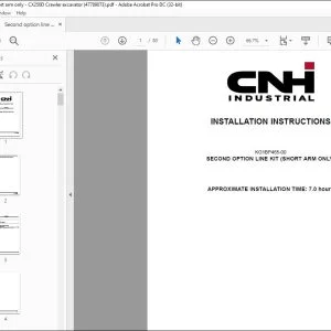 CNH CX250D SECOND OPTION LINE KIT (SHORT ARM ONLY) INSTALLATION INSTRUCTIONS MANUAL 47789073 - PDF DOWNLOAD