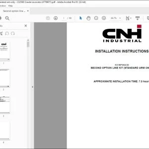 CNH CX250D SECOND OPTION LINE KIT (STANDARD ARM ONLY) INSTALLATION INSTRUCTIONS MANUAL 47789071 - PDF DOWNLOAD
