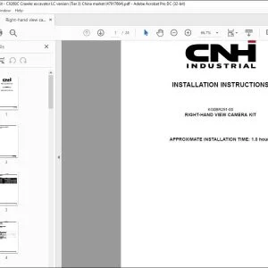 CNH CX260C Crawler excavator LC version RIGHT-HAND VIEW CAMERA KIT INSTALLATION INSTRUCTIONS MANUAL 47917664 EN_ZH - PDF DOWNLOAD