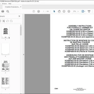 CNH CX290B EXCAVATOR HYDRAULIC HAMMER KIT ASSEMBLY INSTALLATION INSTRUCTIONS MANUAL 87664165A EN_DE_FR - PDF DOWNLOAD