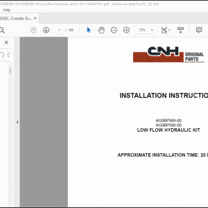 CNH CX300C, Crawler Excavators, Kit KG0BP989-00 KG0BP990-00 Low flow hydraulic kit Installation Instructions Manual_EN_FR_IT_ES_DE(84426791) - PDF DOWNLOAD