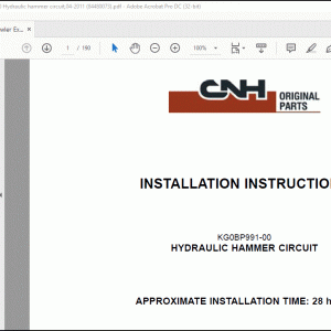 CNH CX300C, Crawler Excavators,Kit KG0BP991-00 Hydraulic hammer circuit, Installation Instructions Manual_EN_FR_IT_ES_DE(84480073) - PDF DOWNLOAD