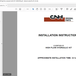 CNH CX300C KG0BP988-00 - HIGH FLOW HYDRAULIC KIT INSTALLATION INSTRUCTIONS MANUAL(84529186)_EN_FR_ES_DE_IT -