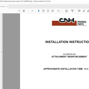CNH CX300C Tier 4 Crawler ExcavatorsKit KG1BP035-00 Attachment reinforcement Installation Instructions Manual(84540976) - PDF DOWNLOAD