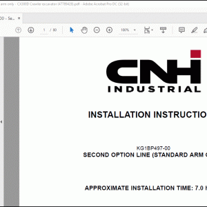 CNH CX300D Crawler Excavator KG1BP497-00 Second option line (Standard arm only) Installation Instructions Manual(47789428) - PDF DOWNLOAD