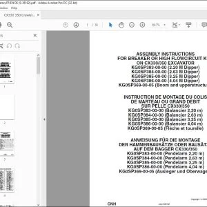 CNH CX330 350 EXCAVATOR BREAKER OR HIGH FLOWCIRCUIT KITS ASSEMBLY INSTRUCTIONS MANUAL 9-36192 - PDF DOWNLOAD