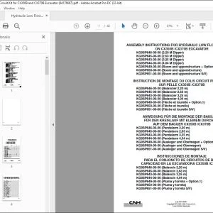 CNH CX350B CX370B EXCAVATOR ASSEMBLY INSTRUCTIONS FOR HYDRAULIC LOW FLOW CIRCUIT KIT INSTALLATION INSTRUCTIONS MANUAL 84176687 - PDF DOWNLOAD