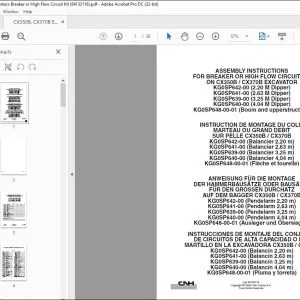 CNH CX350B CX370B EXCAVATOR BREAKER OR HIGH FLOW CIRCUIT KIT ASSEMBLY INSTRUCTIONS MANUAL 84133116 - PDF DOWNLOAD