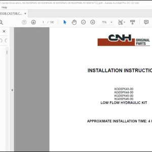 CNH CX350B,CX370B,CX350C,CX370C, Crawler Excavators Low Flow Hydraulic Kit  Installation Instructions Manual(84416712EN)  - PDF DOWNLOAD