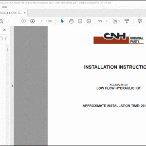 CNH CX350C CX370C Tier 4, Crawler Excavators,Kit KG0SP788-00 Low flow hydraulic kit Installation Instructions Manual_EN_FR_IT_ES_DE(84559746) - PDF DOWNLOAD