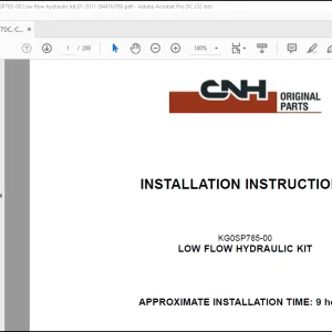 CNH CX350C,CX370C, Crawler Excavators, Kit KG0SP785-00 Low flow hydraulic kit,01-2011 Installation Instructions Manual(84409898)_EN_FR_IT_ES_DE - PDF DOWNLOAD