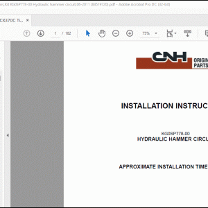 CNH CX350C,CX370C Tier 4, Crawler Excavators,Kit KG0SP778-00 Hydraulic hammer circuit, Installation Instructions Manual_EN_FR_IT_ES_DE(84519720) - PDF DOWNLOAD