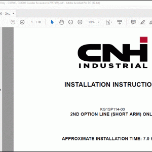 CNH CX350D CX370D 2nd Option Line (Short Arm) Only Crawler Excavator Option Line for Arm With Seating Long Arm  Installation Instructions Manual(47757375)_EN_FR_ES_IT_DE - PDF DOWNLOAD