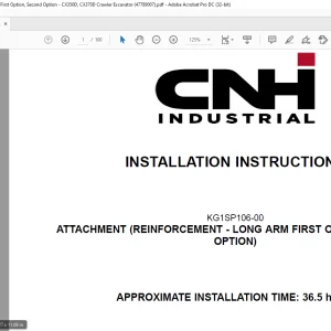 CNH CX350D CX370D KG1SP106-00 - Attachment Reinforcement Long Arm First Option, Second Installation Instructions Manual(47789007)EN_FR_IT_ES_DE -  PDF DOWNLOAD