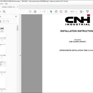 CNH CX45B CX50B CX55B E45B SR E50B SR E55B Mini Excavator CAB GUARD (FRONT) INSTALLATION INSTRUCTIONS MANUAL 47606680 - PDF DOWNLOAD