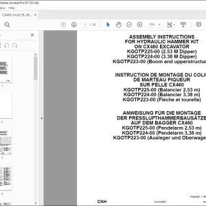 CNH CX460 EXCAVATOR HYDRAULIC HAMMER KIT ASSEMBLY INSTRUCTIONS MANUAL 9-36921 - PDF DOWNLOAD