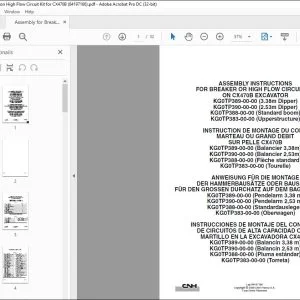 CNH CX470B EXCAVATOR BREAKER OR HIGH FLOW CIRCUIT KIT ASSEMBLY INSTRUCTIONS MANUAL 84197166 - PDF DOWNLOAD