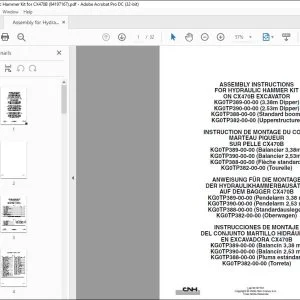 CNH CX470B EXCAVATOR HYDRAULIC HAMMER KIT ASSEMBLY INSTRUCTIONS MANUAL 84197167 EN_DE_FR_ES - PDF DOWNLOAD