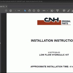CNH CX470C Crawler Excavator  0TP399-00 Low Flow Hydraulic Kit Installation Instruction Manual(84534671)  - PDF DOWNLOAD